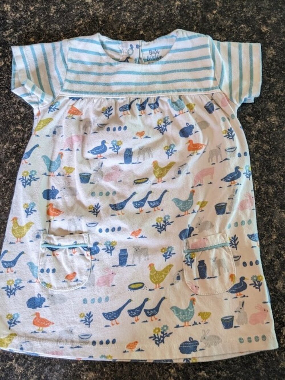 Baby Boden Jersey Knit Farm Animal Print Dress - 6-12 mo - GUC